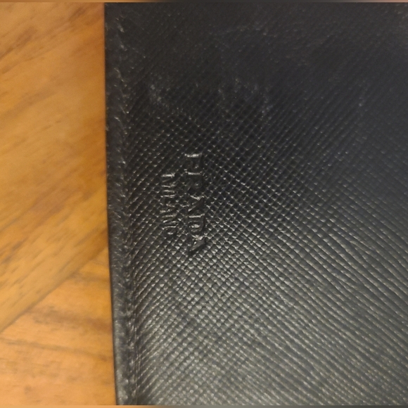 Prada Nylon and Saffiano Leather Black wallet with silver hardware authentic - Picture 7 of 11